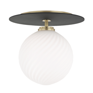 Mitzi Ellis 10 Inch Ceiling Light in Aged Brass and Black