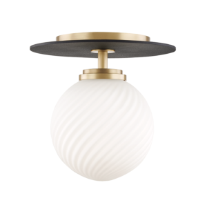 Mitzi Ellis 7 Inch Ceiling Light in Aged Brass and Black