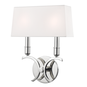 Mitzi Gwen 2 Light 14 Inch Wall Sconce in Polished Nickel