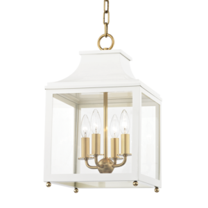 Mitzi Leigh 4-Light Small Pendant in Aged Brass With Soft Off White