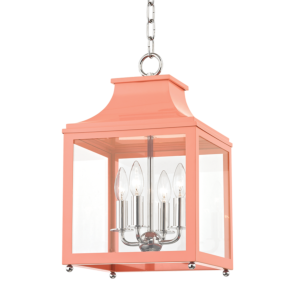 Mitzi Leigh 4 Light 19 Inch Mini Pendant in Polished Nickel and Pink