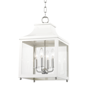 Mitzi Leigh 4 Light 19 Inch Mini Pendant in Polished Nickel and White