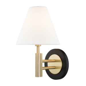 Mitzi Robbie 1-Light Wall Sconce in Aged Brass With Black