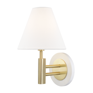 Mitzi Robbie 1-Light Wall Sconce in Aged Brass With Soft Off White