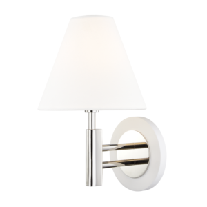 Mitzi Robbie 12 Inch Wall Sconce in Polished Nickel and White