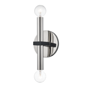 Mitzi Colette 2-Light Wall Sconce in Polished Nickel With Black