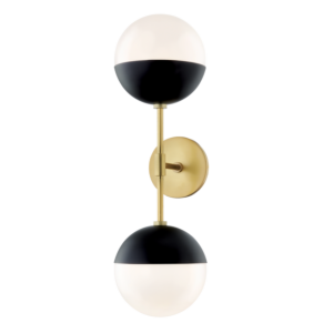 Mitzi Renee 2-Light Wall Sconce in Aged Brass With Black