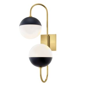 Mitzi Renee 2 Light 24 Inch Wall Sconce in Aged Brass and Black