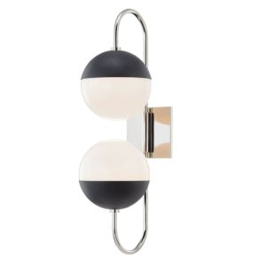 Mitzi Renee 2 Light 24 Inch Wall Sconce in Polished Nickel and Black
