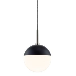  Renee Pendant Light in Polished Nickel and Black