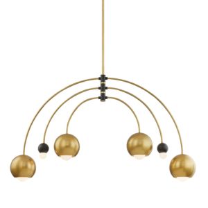  Willow Chandelier in Aged Brass and Black