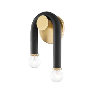Mitzi Wilt 2 Light Wall Sconce in Aged Brass and Black
