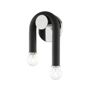 Mitzi Wilt 2 Light Wall Sconce in Polished Nickel and Black