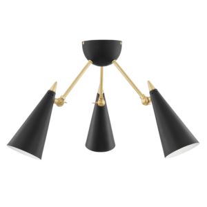 Mitzi Moxie 3 Light Ceiling Light in Aged Brass and Black