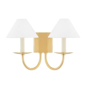 Lenore 2-Light Wall Sconce in Aged Brass