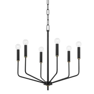 Bailey 6-Light Chandelier in Aged Brass with Soft Black