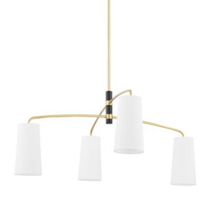 Evelyn 4-Light Chandelier in Aged Brass with Soft Black