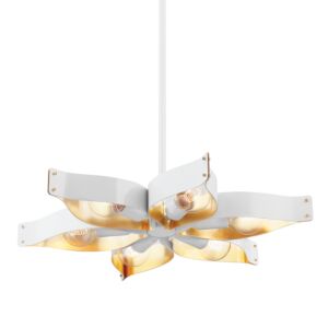 Nala 6-Light Chandelier in Soft White with Gold Leaf