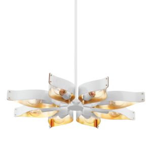 Nala 8-Light Chandelier in Soft White with Gold Leaf