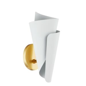 Davina 1-Light Wall Sconce in Aged Brass with Textured White