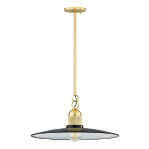 Leanna 1-Light Pendant in Aged Brass with Soft Black