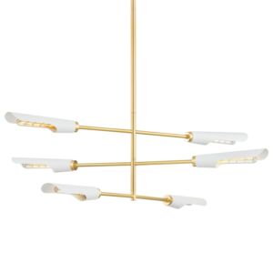Harperrose 6-Light Chandelier in Aged Brass with Soft White