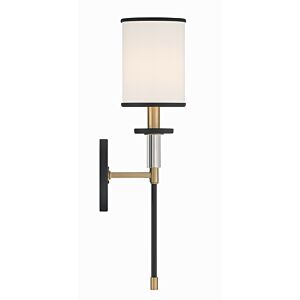 Hatfield 1-Light Wall Mount in Forge Black with Vibrant Gold