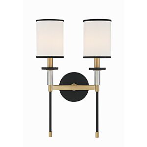 Hatfield 2-Light Wall Mount in Forge Black with Vibrant Gold