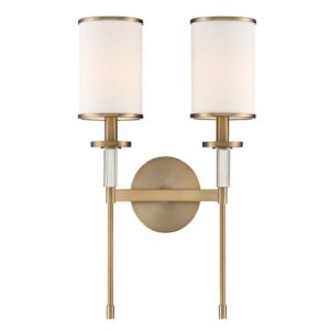 Crystorama Hatfield 2 Light 19 Inch Wall Sconce in Vibrant Gold with Crystal Accents Crystals