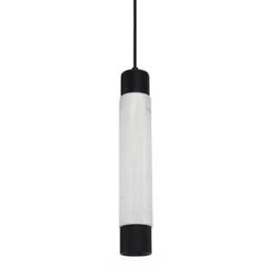Cicada 1-Light Pendant in Black Marble With Knurled Accent