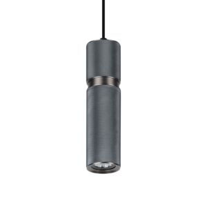 Cicada 1-Light Pendant in Knurled Dark Grey With Pewter Accents