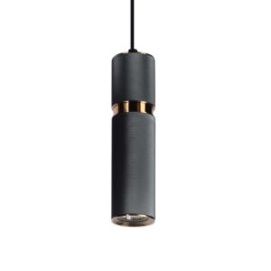Cicada 1-Light Pendant in Knurled Dark Grey With Aged Brass Accents