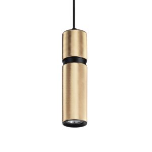Cicada 1-Light Pendant in Knurled Brass With Black Accents