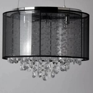 Riverside Dr 4-Light Dual Mount with Flush and Hanging in Black Organza Silk
