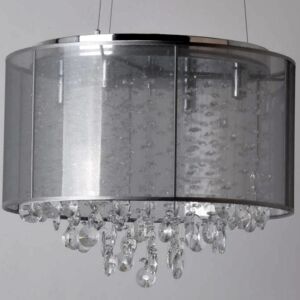Riverside Dr. 4-Light Dual Mount with Flush & Hanging in Silver Organza Silk