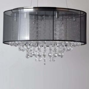 Riverside Dr 6-Light Dual Mount with Flush and Hanging in Black Organza Silk