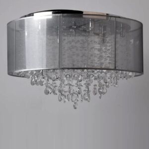 Riverside Dr 6-Light Dual Mount with Flush and Hanging in Silver Organza Silk