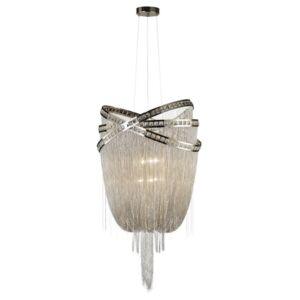 Wilshire Blvd. 6-Light Chandelier in Polish Nickel with Crystal
