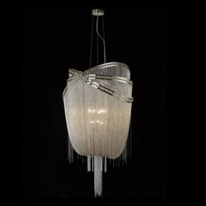 Wilshire Blvd. 9-Light Chandelier in Polish Nickel with Crystal