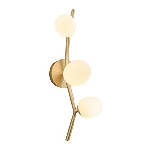 Hampton 3-Light Wall Sconce in Brushed Brass With White Glass