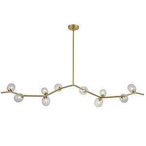 Hampton 10-Light Chandelier in Brushed Brass With Clear Glass