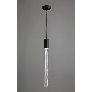 Alpine 1-Light Pendant in Black With Clear And White Marbleized Blown Glass
