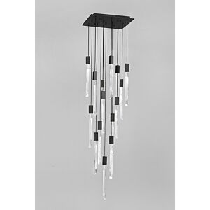 Alpine 15-Light 1Flush Mount Pendant in Black With Clear And White Marbleized Blown Glass