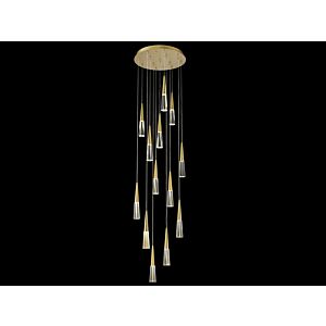 Encino 13-Light 1Flush Mount with Pendant in Brushed Brass