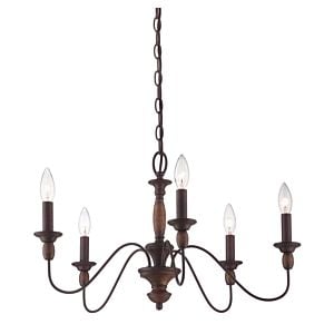 Quoizel Holbrook 5 Light 14 Inch Traditional Chandelier in Tuscan Brown