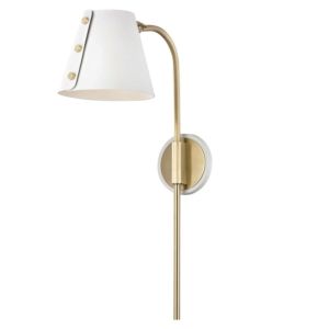 Mitzi Meta 22 Inch Wall Sconce in Aged Brass and White
