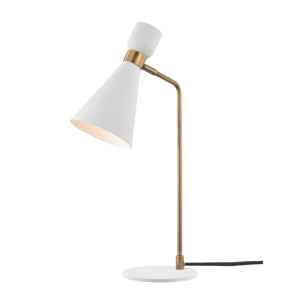 Mitzi Willa Table Lamp in Aged Brass and White