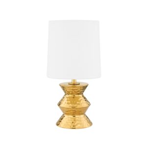 Zoe 1-Light Table Lamp in Aged Brass Ceramic Gold