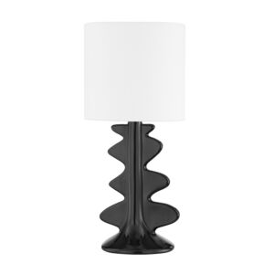 Liwa 1-Light Table Lamp in Aged Brass with Ceramic Gloss Black