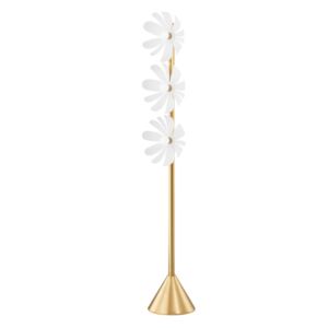 Twiggy 3-Light Floor Lamp in Aged Brass with Textured White